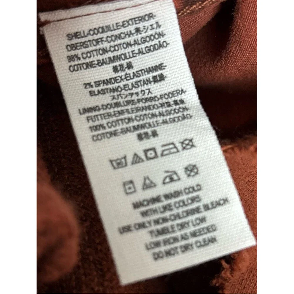 Free People Rust Orange Collapsing Twill Raw Hem Moto Jacket Boho Utility Small